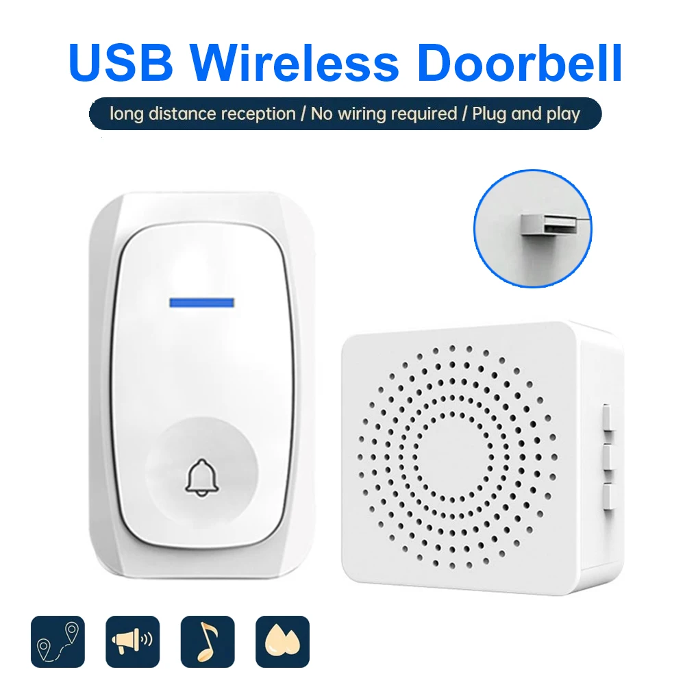 Home Security Bell - USB Draadloze Deurbel Slimme Welkomstdeurbel Drie