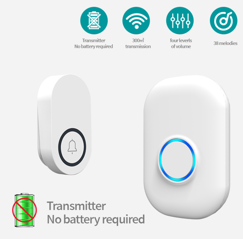 Home Security Bell - 58Ringtone Self-Power Draadloos Alarm Gast Welkom