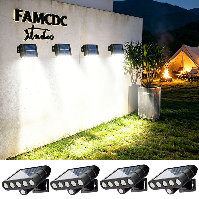 Home Security Yard Sign - 4 stuks zonne-aangedreven buitenwandlamp met 3