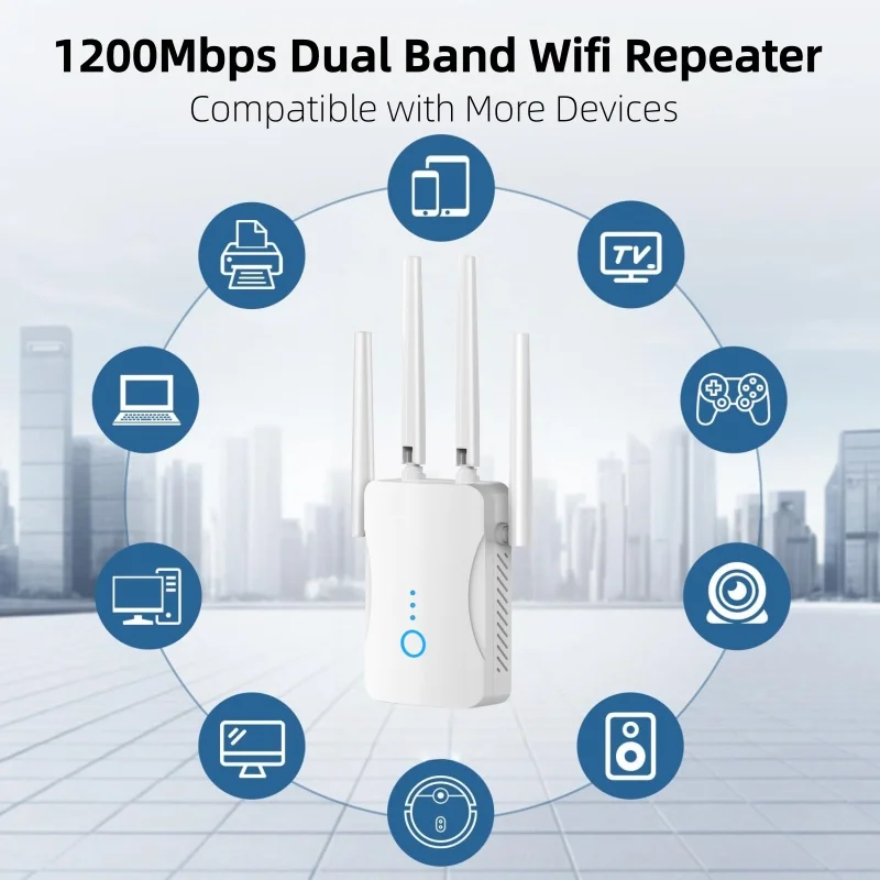 Home Security Outdoor - 1200Mbps Dual Band WiFi Repeater Draadloze