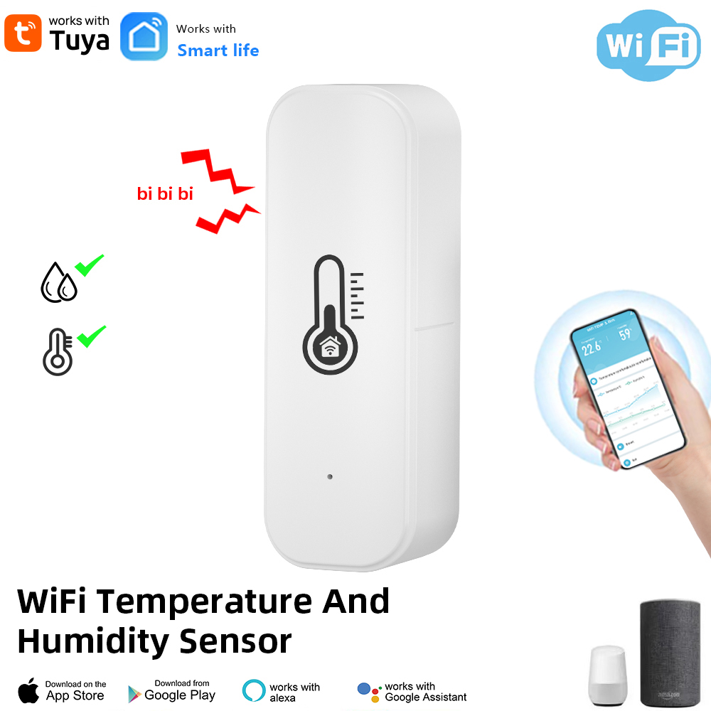 Home Security Alexa - Tuya WiFi temperatuur- en vochtigheidssensor Binnenvochtigheidssensor