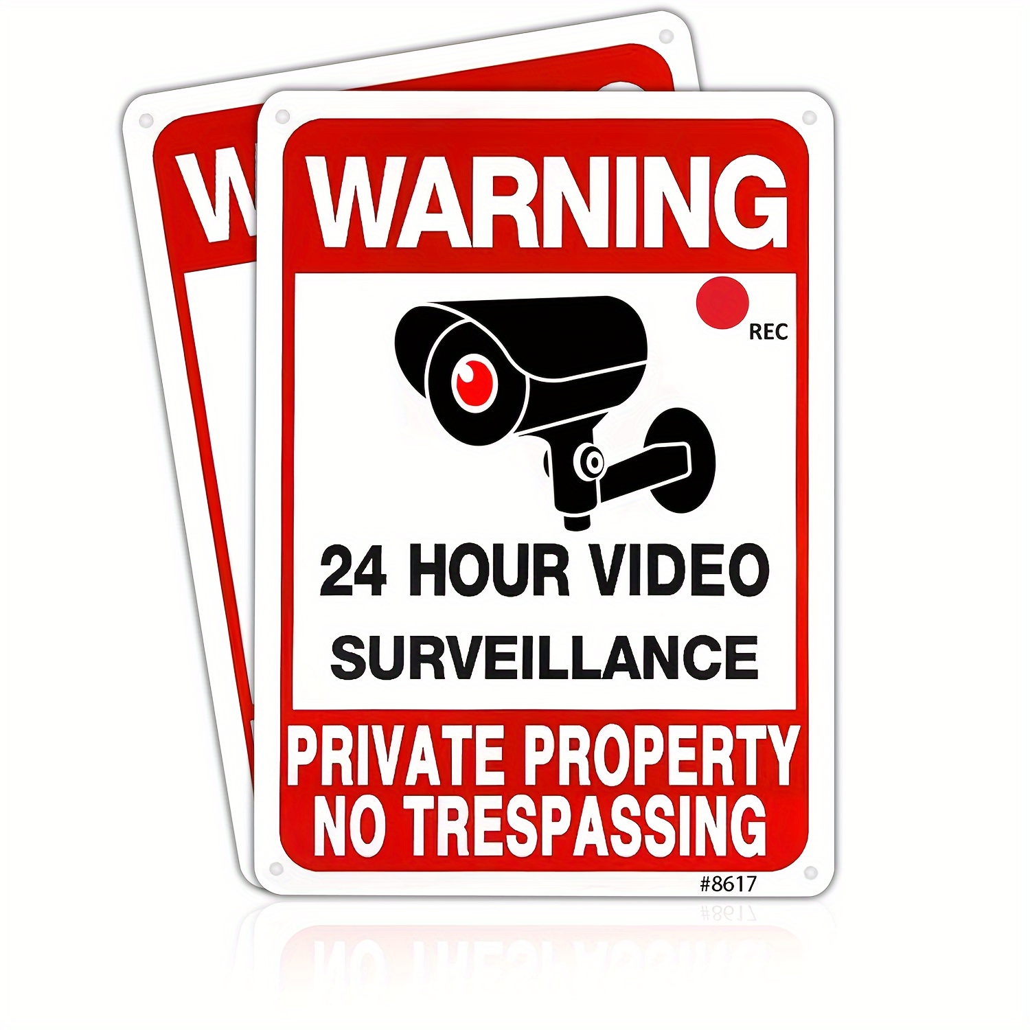 Home Security Outdoor - 24-uurs videobewakingswaarschuwingsbord UV-beschermd Verboden toegang Rechthoekig
